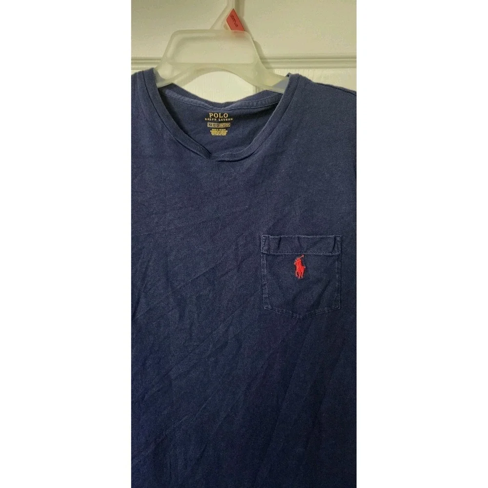 Polo Ralph Lauren Mens Large Navy Short Sleeve T-Shirt Red Pony Cotton